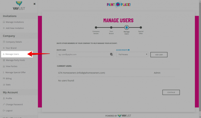 How-to add/manage company users - YAY-List